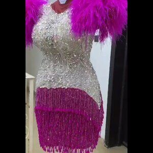 Beaded Pink and Silver Dress